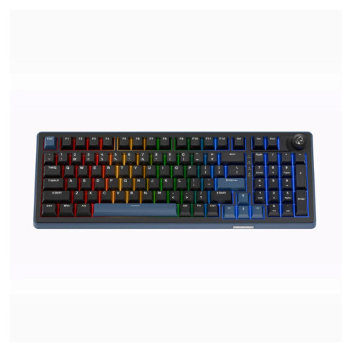 Клавиатура, Ducky, OK-M-98, Wine Red Switch, Игровая, Механическая, 98%, Ducky Linear Inductive Switch, USB, 2,4 ГГц, Bluetooth, Подсветка RGB, Размер: 452x150x41 мм., Чёрный