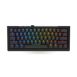 Клавиатура, Ducky, One X Mini Wireless, Игровая, Механическая, 60%, Ducky Linear Inductive Switch, USB, 2,4 ГГц, Bluetooth, Подсветка RGB, Размер: 308x124x39 мм., Анг., Чёрный