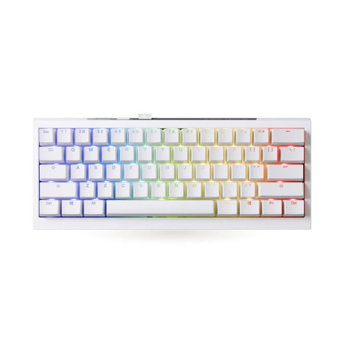Клавиатура, Ducky, One X Mini Wireless, Игровая, Механическая, 60%, Ducky Linear Inductive Switch, USB, 2,4 ГГц, Bluetooth, Подсветка RGB, Размер: 308x124x39 мм., Анг., Белый