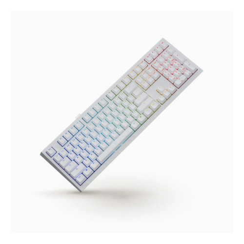 Клавиатура, Ducky, One X Wireless WH, Игровая, Механическая, 100%, Ducky Linear Inductive Switch, USB, 2,4 ГГц, Bluetooth, Подсветка RGB, Размер: 452x150x41 мм., Анг., Белый
