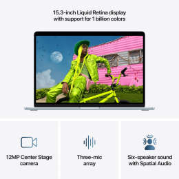 15-inch MacBook Air: Apple M5 chip with 10-core CPU and 10-core GPU, 16GB, 1TB SSD - Sky Blue,Model A3448