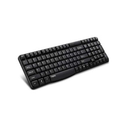 Клавиатура, Rapoo, E1050, Беспроводная 2.4ГГц, Кол-во стандартных клавиш 104, USB Type-A, Англ/Рус, Защита от воды, Радиус действия до 10 м, Черный