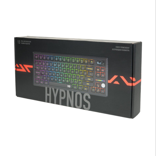 Клавиатура, XG, Hypnos, Игровая, USB, Беспроводная, Bluetooth 5.4, 2.4G, Встроенная литиевая батарея 4000 mAh, Кол-во стандартных клавиш 84, Механические свитчи, RGB, Анг/Рус, Чёрный