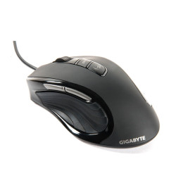 Компьютерная мышь, Gigabyte, GM-M6980X V11, Игровая, Лазерная 6000 dpi, Прорезиненные боковые вставки, Подсветка, Проводная, USB, Чёрная