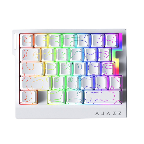 Клавиатура, Ajazz, AK029/ArcticIsle/WB, AK029, Игровая, Механическая, one-handed keypad, Arctic Isle Magnetic Switches, Проводная, USB, Подсветка RGB, Анг, Белый