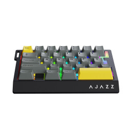 Клавиатура, Ajazz, AK029/ArcticIsle/BY, AK029, Игровая, Механическая, one-handed keypad, Arctic Isle Magnetic Switches, Проводная, USB, Подсветка RGB, Анг, Серый