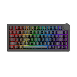 Клавиатура, Ajazz, AK820/AS/CB, AK820, Механическая, 75%, AS Shaft Switches, Проводная, USB, Подсветка, Анг/Рус, Чёрная