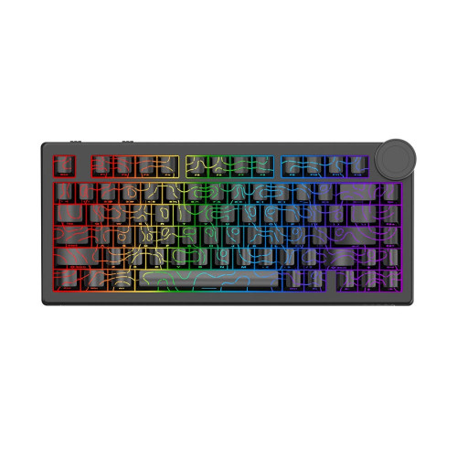 Клавиатура, Ajazz, AK820/AS/CB, AK820, Механическая, 75%, AS Shaft Switches, Проводная, USB, Подсветка, Анг/Рус, Чёрная