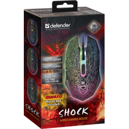 Мышь проводная игровая оптическая Defender Shock GM-110L (черный),USB, 6 кн. + колесо, 800-3200, Эмуляция клавиш клавиатуры. 4 режима разрешения мыши
Широкое прорезиненное колесо прокрутки шириной 8 мм с подсветкой. Высокопрочный долговечный кабель. 2 д