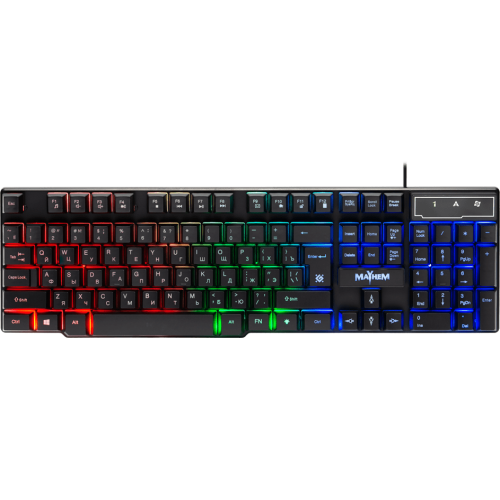 Клавиатура проводная игровая Defender Mayhem GK-360DL, ENG/RUS, USB, RGB подсветка, НОВИНКА! Отличная механическая раскладка без выкрутасов (гибрид ANSI+JIS): - длинный левый Shift и длинный BackSpace, двухэтажный Enter; - стандартные размеры и позиции ос