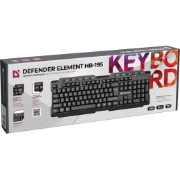 Клавиатура беспроводная Defender Element HB-195 USB (Черный), USB, ENG/RUS,стандарт
