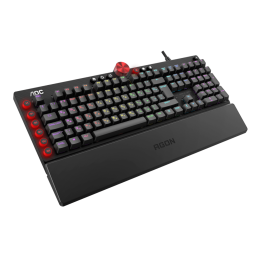 Механическая Игровая Клавиатура AOC AGON AGK700, 108 программируемых клавиш, переключатель CHERRY MX RED (50млн. нажатий), RGB синхронизация,  кабель в оплетке 1,8м USB2.0,  Магнитная кожаная подставка под запястье, регулятор громкости, USB-порт в клавиат