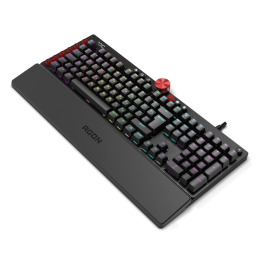 Механическая Игровая Клавиатура AOC AGON AGK700, 108 программируемых клавиш, переключатель CHERRY MX RED (50млн. нажатий), RGB синхронизация,  кабель в оплетке 1,8м USB2.0,  Магнитная кожаная подставка под запястье, регулятор громкости, USB-порт в клавиат