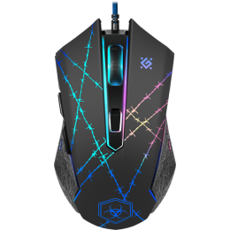 Мышь проводная игровая оптическая Defender Forced GM-020L (черный),USB, 6 кн. + колесо, 800-3200 dpi. Эмуляция клавиш клавиатуры. 4 режима разрешения мыши
Широкое прорезиненное колесо прокрутки шириной 8 мм с подсветкой. Высокопрочный долговечный кабель