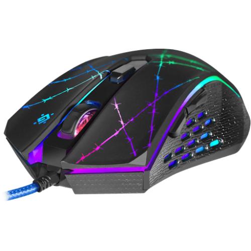 Мышь проводная игровая оптическая Defender Forced GM-020L (черный),USB, 6 кн. + колесо, 800-3200 dpi. Эмуляция клавиш клавиатуры. 4 режима разрешения мыши Широкое прорезиненное колесо прокрутки шириной 8 мм с подсветкой. Высокопрочный долговечный кабель