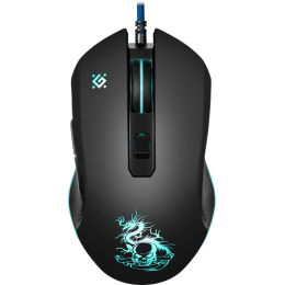 Мышь проводная игровая оптическая Defender Sky Dragon GM-090L (черный),USB, 6 кн. + колесо, 800-3200. Редактор макросов. Эмуляция клавиш клавиатуры. 4 режима разрешения мыши. Широкое прорезиненное колесо прокрутки шириной 8 мм с подсветкой, Высокопрочный 