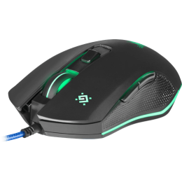 Мышь проводная игровая оптическая Defender Sky Dragon GM-090L (черный),USB, 6 кн. + колесо, 800-3200. Редактор макросов. Эмуляция клавиш клавиатуры. 4 режима разрешения мыши. Широкое прорезиненное колесо прокрутки шириной 8 мм с подсветкой, Высокопрочный 