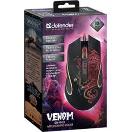 Мышь проводная игровая оптическая Defender Venom GM-640L (черный),USB, 8 кнопок, 800-3200 dpi, НОВИНКА !