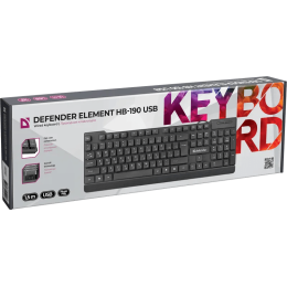 Клавиатура USB Defender Element HB-190 (Черный), проводная, USB, ENG/RU, стандарт
