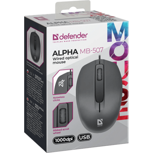 Мышь Defender Alpha MB-507, черный, 2 + колесо-кнопка, 1000 dpi