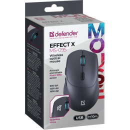 Беспроводная Мышь Defender Effect X MS-095	Разрешение 800/1200/1600 DPI, 5 + колесо-кнопка, Черная