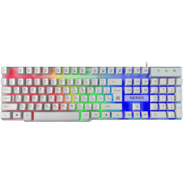 Клавиатура USB Defender Neros GK-147 (Белый), проводная, USB, ENG/RU, радужная подсветка, подсветка клавиш