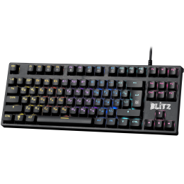 Клавиатура проводная игровая механическая Defender Blitz GK-240L RU,Rainbow (Черный), USB, ENG/RU, механические переключатели OUTEMU Blue, 12 режимов подсветки, подсветка символов и клавиш, технология Double injection,