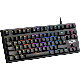 Клавиатура проводная игровая механическая Defender Blitz GK-240L RU,Rainbow (Черный), USB, ENG/RU, механические переключатели OUTEMU Blue, 12 режимов подсветки, подсветка символов и клавиш, технология Double injection,