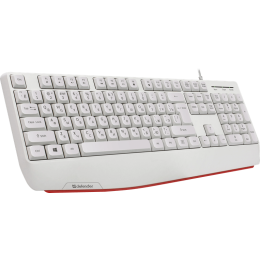 Клавиатура USB Defender Atom HB-546 (Белый), проводная, USB, ENG/RU, подставка под запястье, стандарт