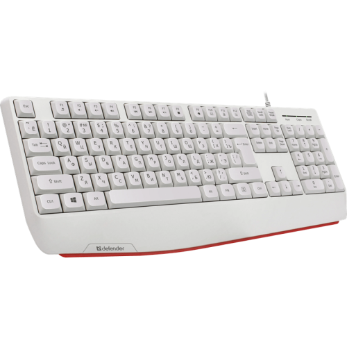Клавиатура USB Defender Atom HB-546 (Белый), проводная, USB, ENG/RU, подставка под запястье, стандарт