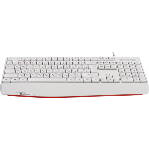 Клавиатура USB Defender Atom HB-546 (Белый), проводная, USB, ENG/RU, подставка под запястье, стандарт