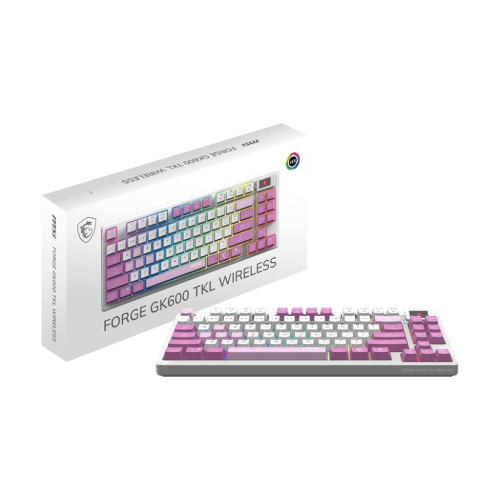 Игровая Клавиатура MSI FORGE GK600 TKL W VIOLET RU, Механическая/WIFI/BT/USB2.0/RGB/83кл./1.8м