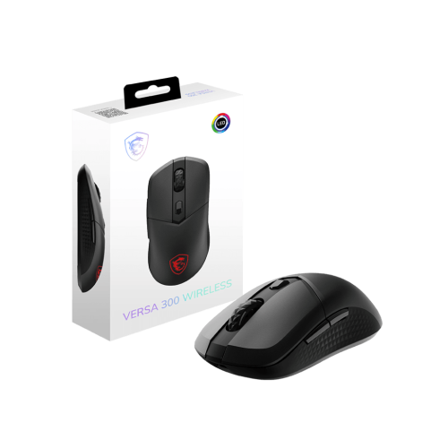 Мышь MSI VERSA 300 WIRELESS / RGB / 2.4 GHz W / Bluetooth 5.3 / USB 2.0 / 6 кн. / 60 гр. / PixArt PAW3104DB / DPI 400 - 8000 / Черный