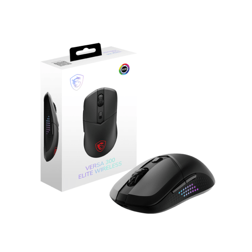 Мышь MSI VERSA 300 ELITE WIRELESS / RGB / 2.4 GHz W / Bluetooth 5.3 / USB 2.0 / 6 кн. / 65 гр. / DPI 400-6400 / PixArt PAW3395DM Optical Sensor / Черный