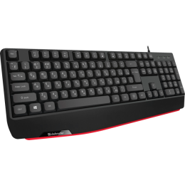 Клавиатура USB Defender Atom HB-546 (Черный), проводная, USB, ENG/RU, подставка под запястье, стандарт