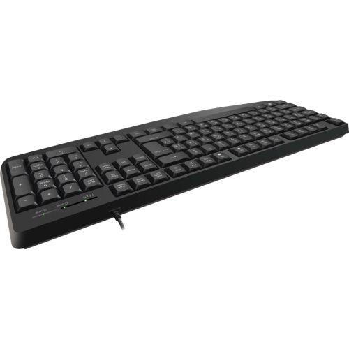 Клавиатура USB Defender Atom HB-546 (Черный), проводная, USB, ENG/RU, подставка под запястье, стандарт