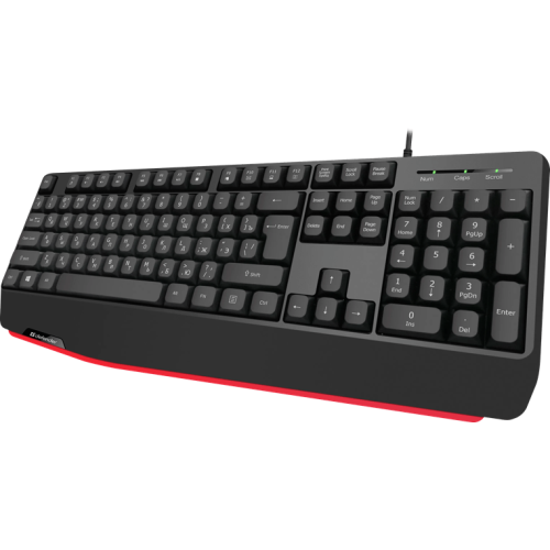 Клавиатура USB Defender Atom HB-546 (Черный), проводная, USB, ENG/RU, подставка под запястье, стандарт