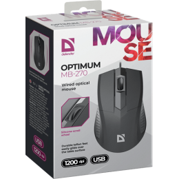 Мышь Defender Optimum MB-270 PRO, черный, 2 + колесо-кнопка, 1200 dpi