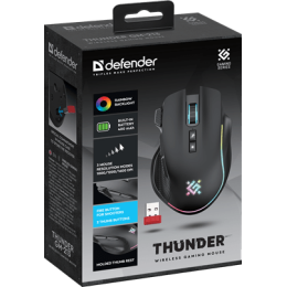 Мышь Defender Thunder GM-213, беспроводная, черный, 7 + колесо-кнопка, 1000/1200/1600 dpi