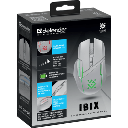 Мышь Defender Ibix GM-895, беспроводная, белый, 6 + колесо-кнопка, 1200/2400/3200 dpi