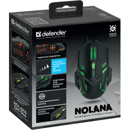 Мышь Defender Nolana GM-044, черный, 5 + колесо-кнопка, 800/1200/1600/2400 dpi