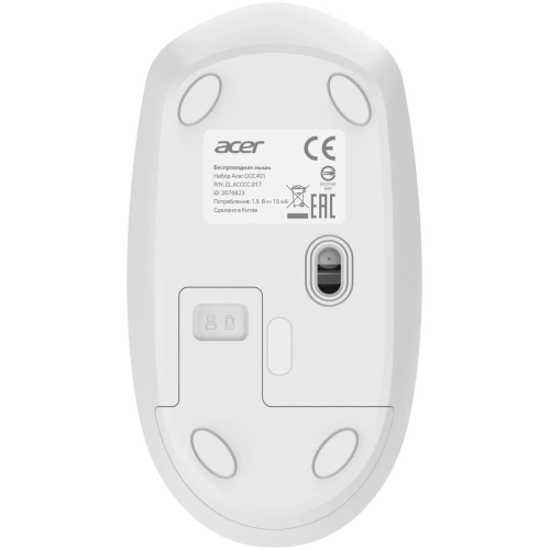 Клавиатура + мышь Acer OCC401 клав:белый мышь:белый USB беспроводная Multimedia