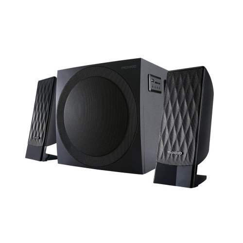 Акустическая система, Microlab, M-300BT, 2.1, 38Вт (12Вт*2+14Вт), Выход 2RCA, FM радио, SD, USB, Вход 3,5 MiniJack, Чёрный