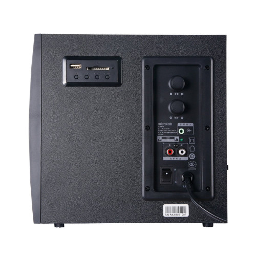 Акустическая система, Microlab, M-300BT, 2.1, 38Вт (12Вт*2+14Вт), Выход 2RCA, FM радио, SD, USB, Вход 3,5 MiniJack, Чёрный