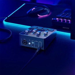 Микшерный пульт, Razer Audio Mixer, RZ19-03860100-R3M1, 10Гц - 20кГц, Преобразование А/Ц и Ц/А: 24бита при 48кГц, Динамический диапазон: > 110дБ, Соотношение «сигнал-шум»: > 100дБ, КНИ+шум: < –-90дБ, Взаимные помехи каналов: < –-90дБ, Аналоговый аудиомикш