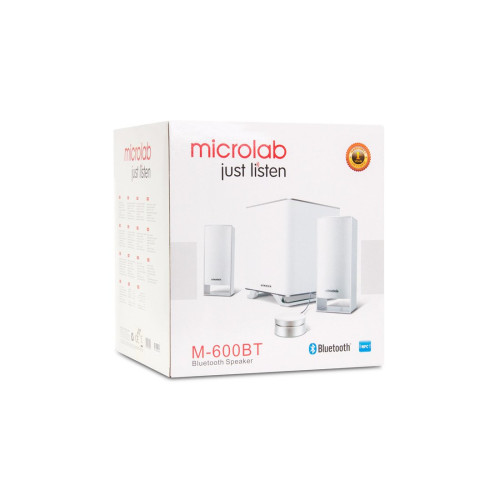 Акустическая система, Microlab, M-600ВТ White, 2.1, 40Вт, 75Дб, 3.5mm stereo, Выход 2RCA, 40 Гц – 20 000 Гц, Bluetooth 4.2 / 5.0, Радиус действия 10 м, Проводной пульт, Регулятор баса, Белый