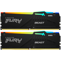 Оперативная память  32GB Kit (2x16) DDR5 5200MHz Kingston FURY Beast Black RGB XMP CL40 KF552C40BBAK2-32